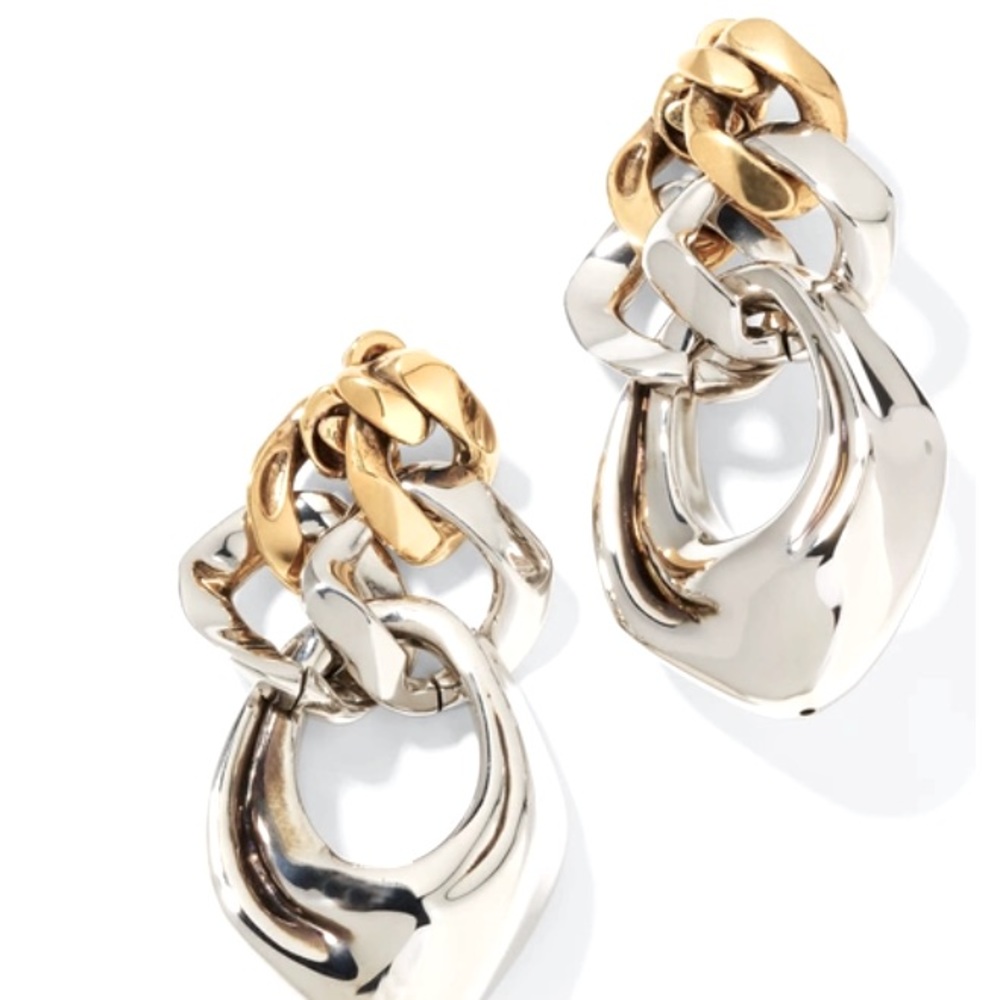 ALEXANDER MCQUEEN STUNNING SCULPTURAL LINK CHAIN DROP EARRINGS! Made in Italy!